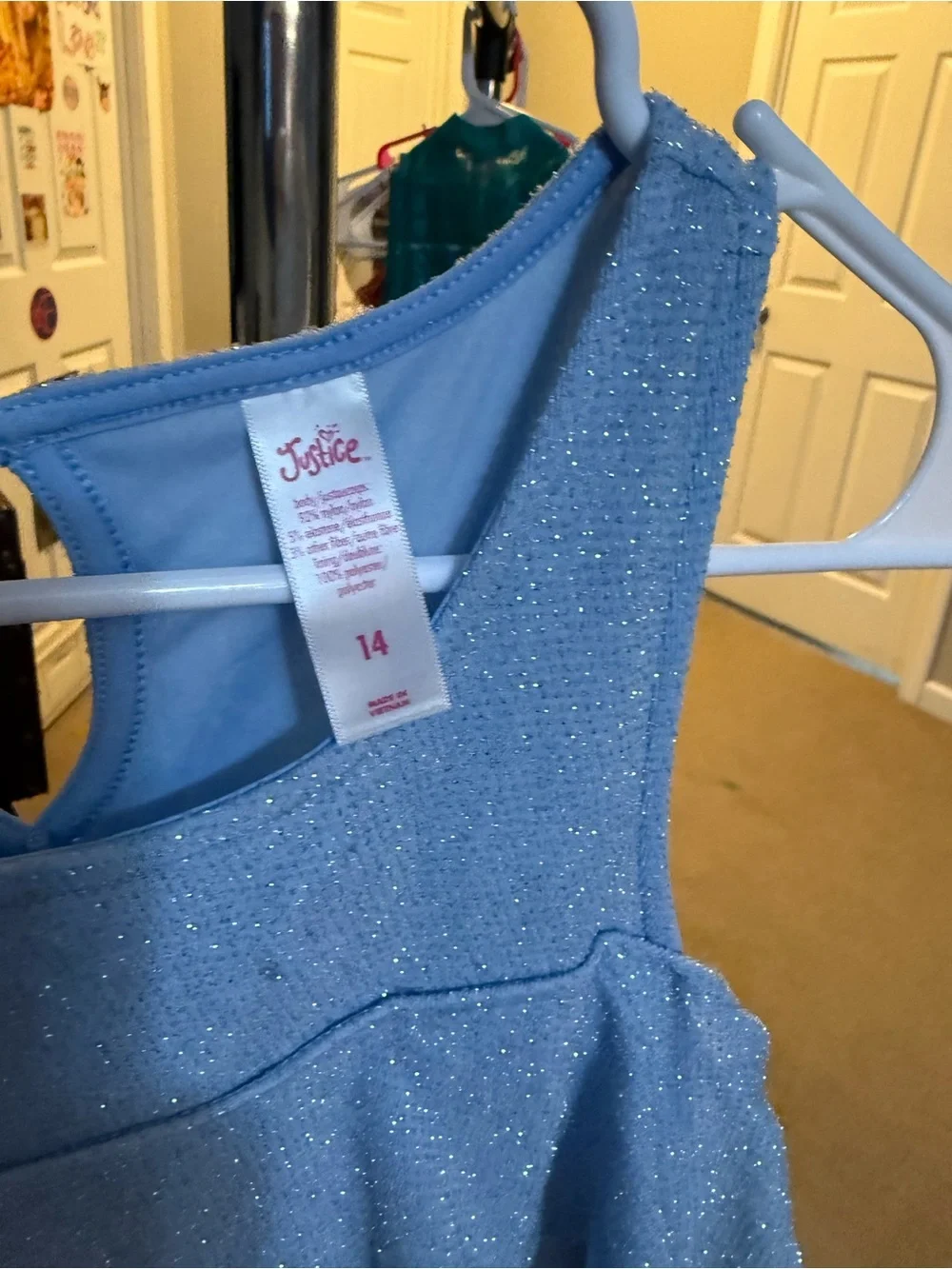 Justice Light Blue Sparkle Ruffle Jumpsuit